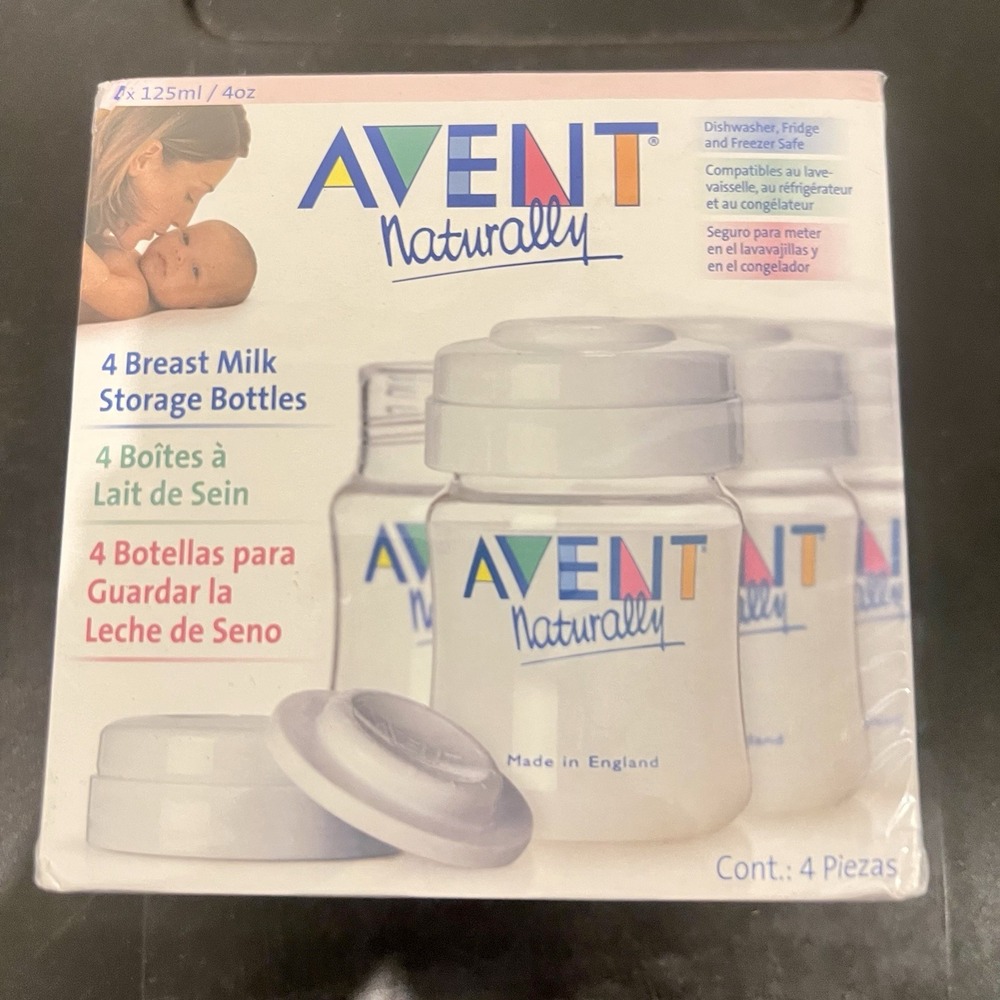 Avent Naturally 4oz Breastmilk Storage Bottles 4-Pack | New &‎ Sealed | UK Made